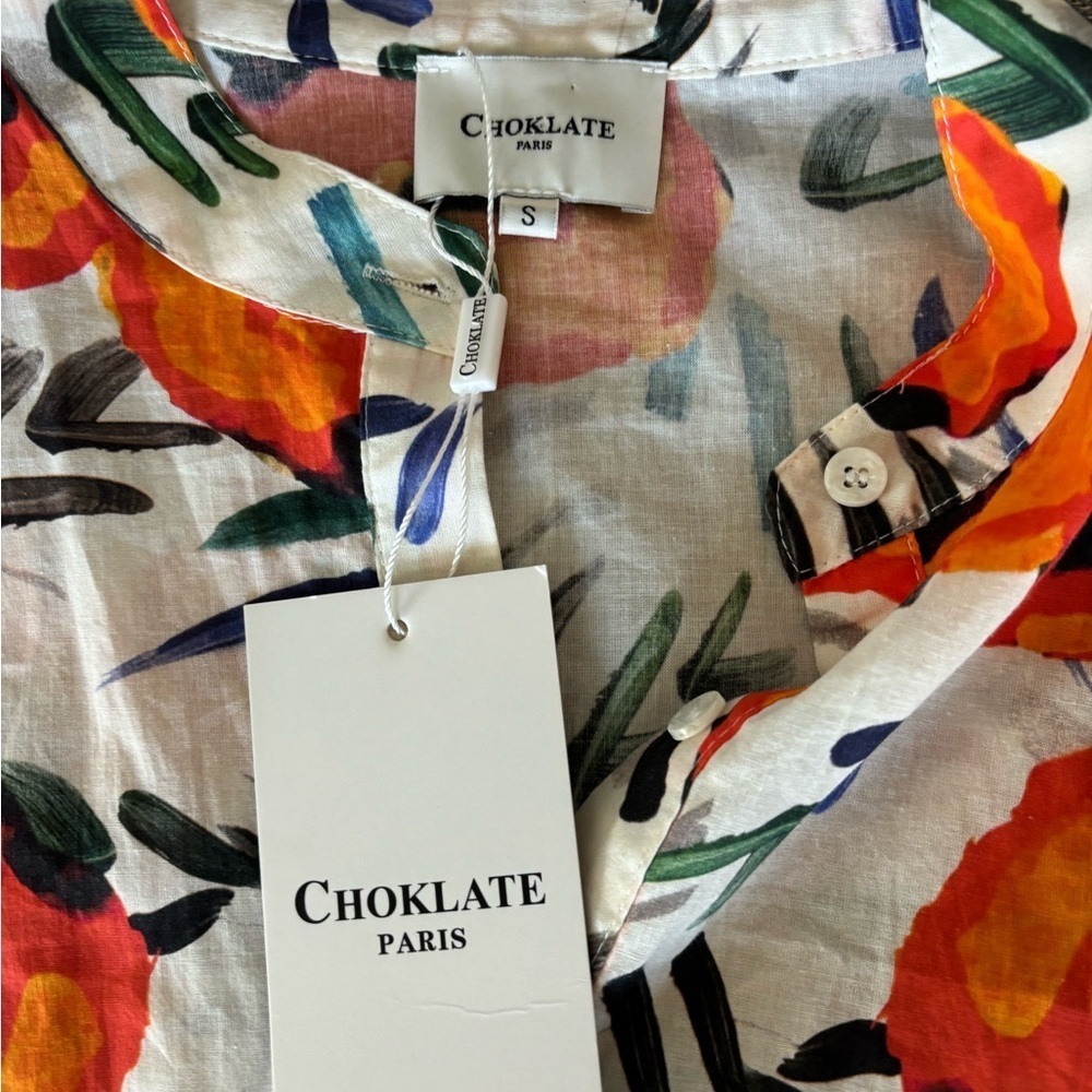 Choklate Paris Floral Orange 3/4 sleeve Maxi Dress Feminine French Style S - Picture 5 of 9